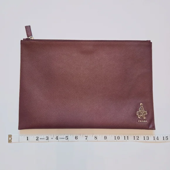 Saffiano Leather Pouch Document Holder Laptop Sleeve